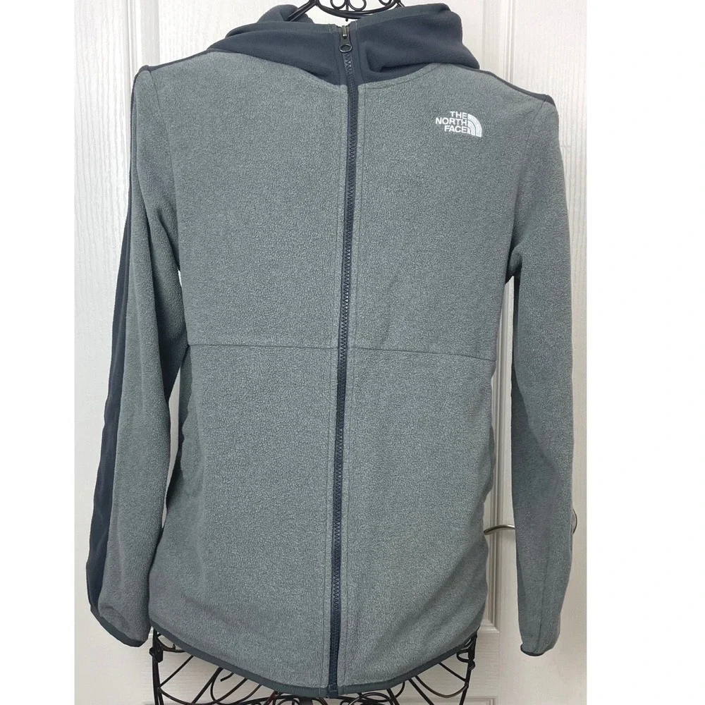The North Face Kids XL 18/20 Grey Full Zip Fleece Hoodie Jacket Youth Boys Hood